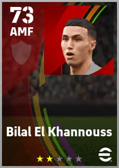 Bilal El Khannouss eFootball 2026 player card — 73 OVR AMF