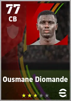 Ousmane Diomande eFootball 2026 player card — 77 OVR CB