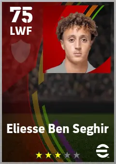 Eliesse Ben Seghir eFootball 2026 player card — 75 OVR LWF