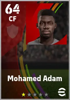 Mohamed Adam eFootball 2026 player card — 64 OVR CF
