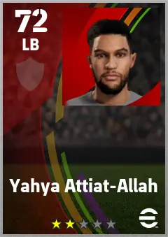 Yahya Attiat-Allah eFootball 2026 player card — 72 OVR LB