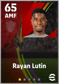 Rayan Lutin eFootball 2026 player card — 65 OVR AMF