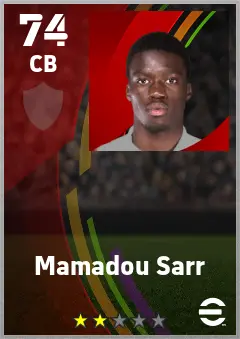 Mamadou Sarr eFootball 2026 player card — 74 OVR CB