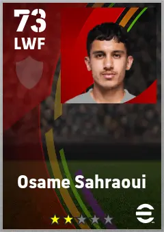 Osame Sahraoui eFootball 2026 player card — 73 OVR LWF