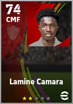 Lamine Camara eFootball 2026 player card — 74 OVR CMF