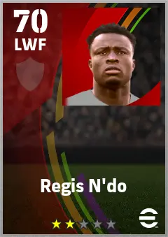 Regis N do eFootball 2026 player card — 70 OVR LWF