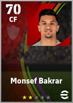 Monsef Bakrar eFootball 2026 player card — 70 OVR CF