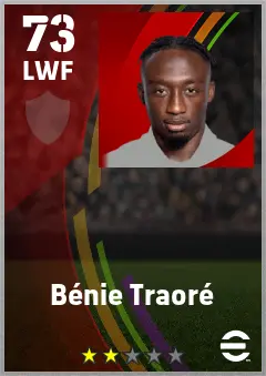 Benie Traore eFootball 2026 player card — 73 OVR LWF