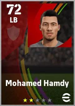 Mohamed Hamdy eFootball 2026 player card — 72 OVR LB
