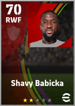 Shavy Babicka eFootball 2026 player card — 70 OVR RWF
