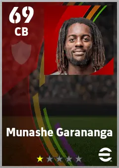 Munashe Garananga eFootball 2026 player card — 69 OVR CB