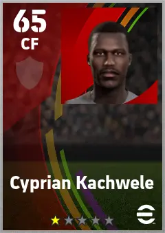 Cyprian Kachwele eFootball 2026 player card — 65 OVR CF