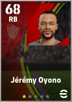 Jeremy Oyono eFootball 2026 player card — 68 OVR RB