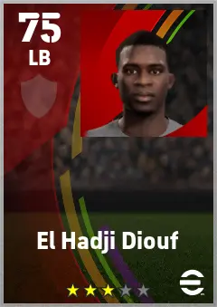 El Hadji Diouf eFootball 2026 player card — 75 OVR LB