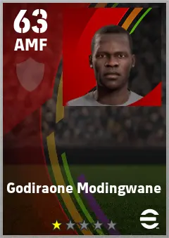 Godiraone Modingwane eFootball 2026 player card — 63 OVR AMF