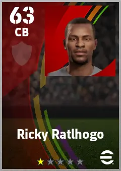Ricky Ratlhogo eFootball 2026 player card — 63 OVR CB