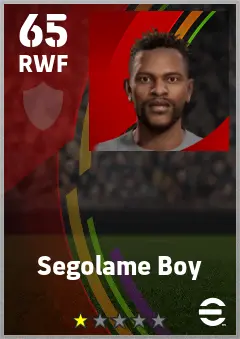 Segolame Boy eFootball 2026 player card — 65 OVR RWF