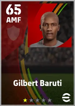 Gilbert Baruti eFootball 2026 player card — 65 OVR AMF