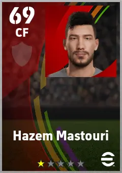 Hazem Mastouri eFootball 2026 player card — 69 OVR CF