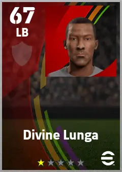 Divine Lunga eFootball 2026 player card — 67 OVR LB