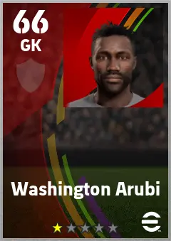 Washington Arubi eFootball 2026 player card — 66 OVR GK