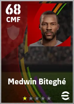 Medwin Biteghe eFootball 2026 player card — 68 OVR CMF