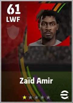 Zaid Amir eFootball 2026 player card — 61 OVR LWF