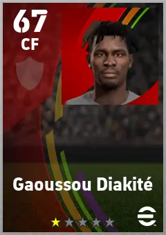 Gaoussou Diakite eFootball 2026 player card — 67 OVR CF