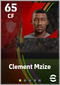 Clement Mzize eFootball 2026 player card — 65 OVR CF