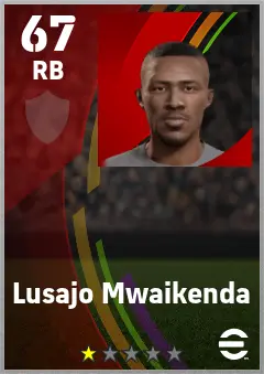 Lusajo Mwaikenda eFootball 2026 player card — 67 OVR RB