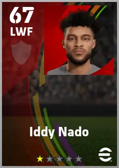 Iddy Nado eFootball 2026 player card — 67 OVR LWF