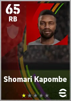 Shomari Kapombe eFootball 2026 player card — 65 OVR RB