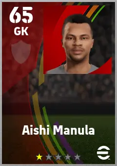 Aishi Manula eFootball 2026 player card — 65 OVR GK