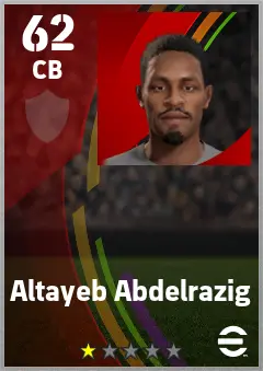 Altayeb Abdelrazig eFootball 2026 player card — 62 OVR CB
