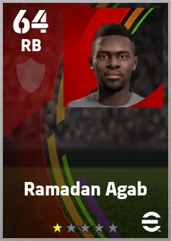 Ramadan Agab eFootball 2026 player card — 64 OVR RB