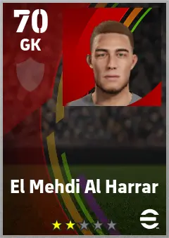 El Mehdi Al Harrar eFootball 2026 player card — 70 OVR GK