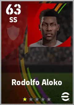 Rodolfo Aloko eFootball 2026 player card — 63 OVR SS
