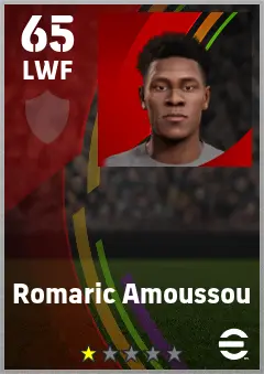 Romaric Amoussou eFootball 2026 player card — 65 OVR LWF