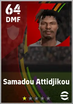 Samadou Attidjikou eFootball 2026 player card — 64 OVR DMF