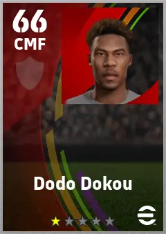 Dodo Dokou eFootball 2026 player card — 66 OVR CMF
