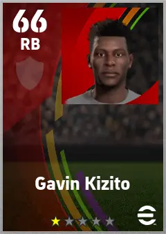 Gavin Kizito eFootball 2026 player card — 66 OVR RB