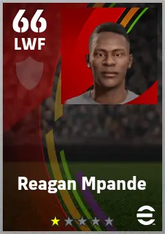 Reagan Mpande eFootball 2026 player card — 66 OVR LWF