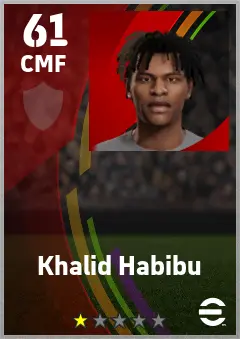 Khalid Habibu eFootball 2026 player card — 61 OVR CMF