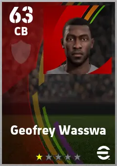 Geofrey Wasswa eFootball 2026 player card — 62 OVR CB