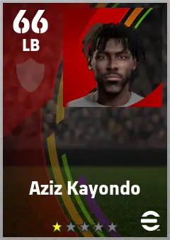 Aziz Kayondo eFootball 2026 player card — 66 OVR LB