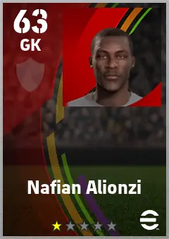 Nafian Alionzi eFootball 2026 player card — 63 OVR GK