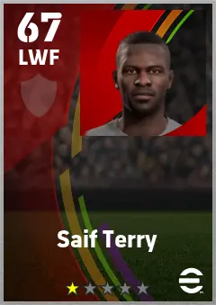 Saif Terry eFootball 2026 player card — 67 OVR LWF