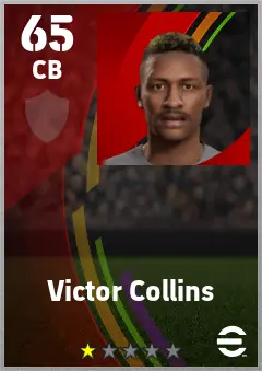 Victor Collins eFootball 2026 player card — 65 OVR CB