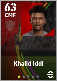 Khalid Iddi eFootball 2026 player card — 63 OVR CMF