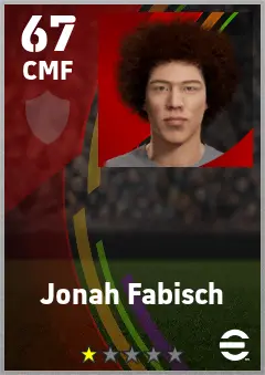 Jonah Fabisch eFootball 2026 player card — 67 OVR CMF